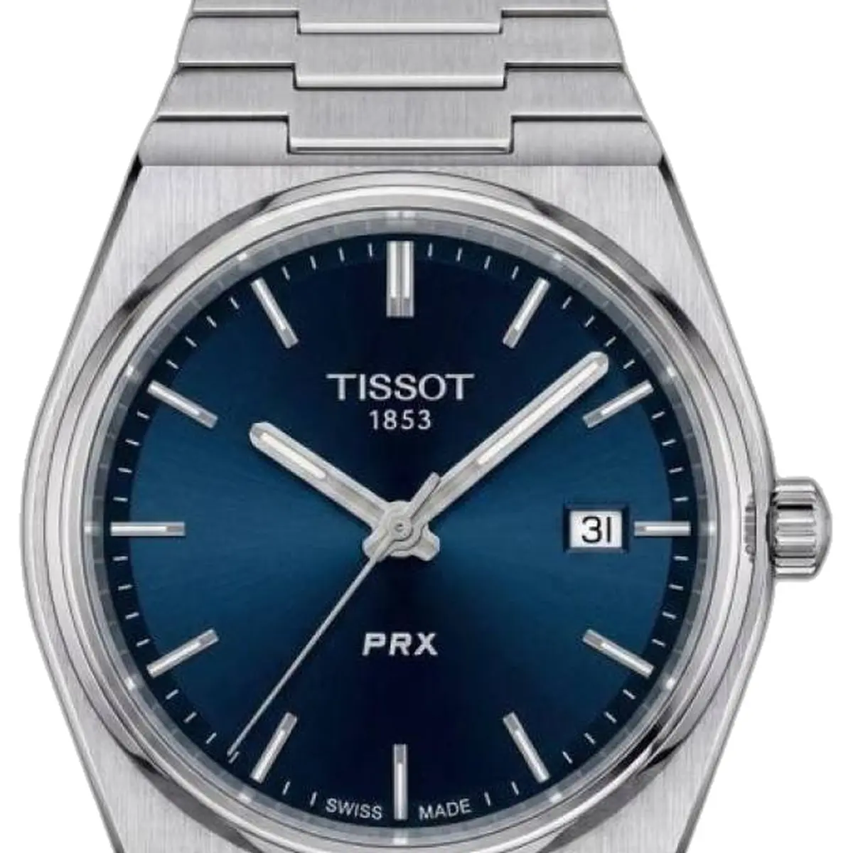 Tissot 1853 PRX Silver Blue Dial - dial close-up