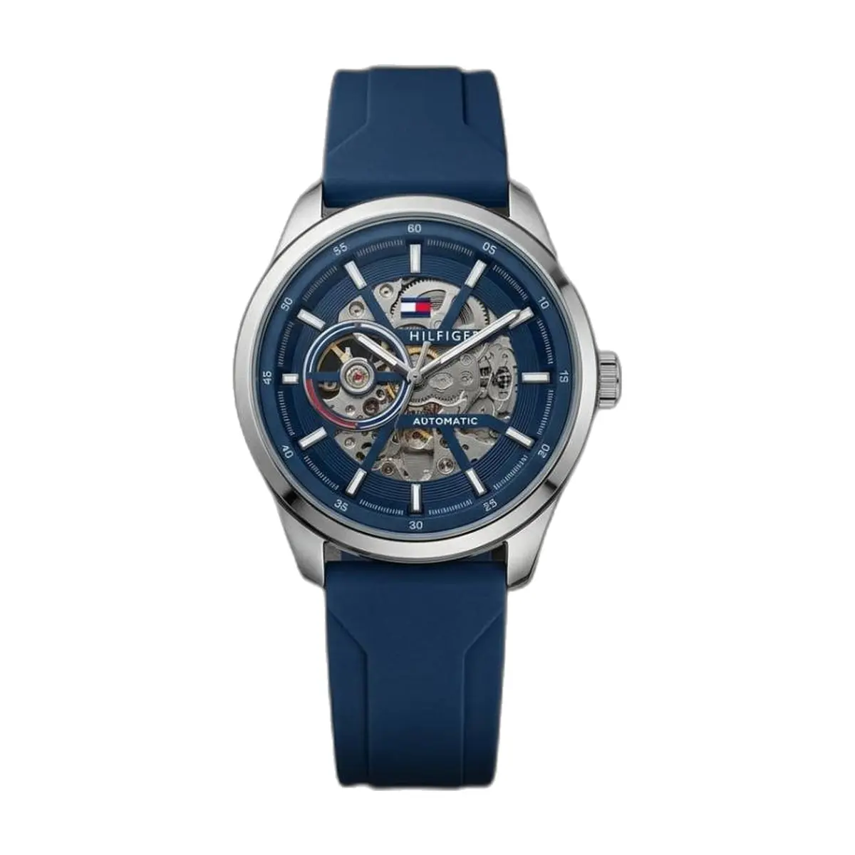 Tommy Hilfige r Automatic Silicon Black-Silver-Blue - front view
