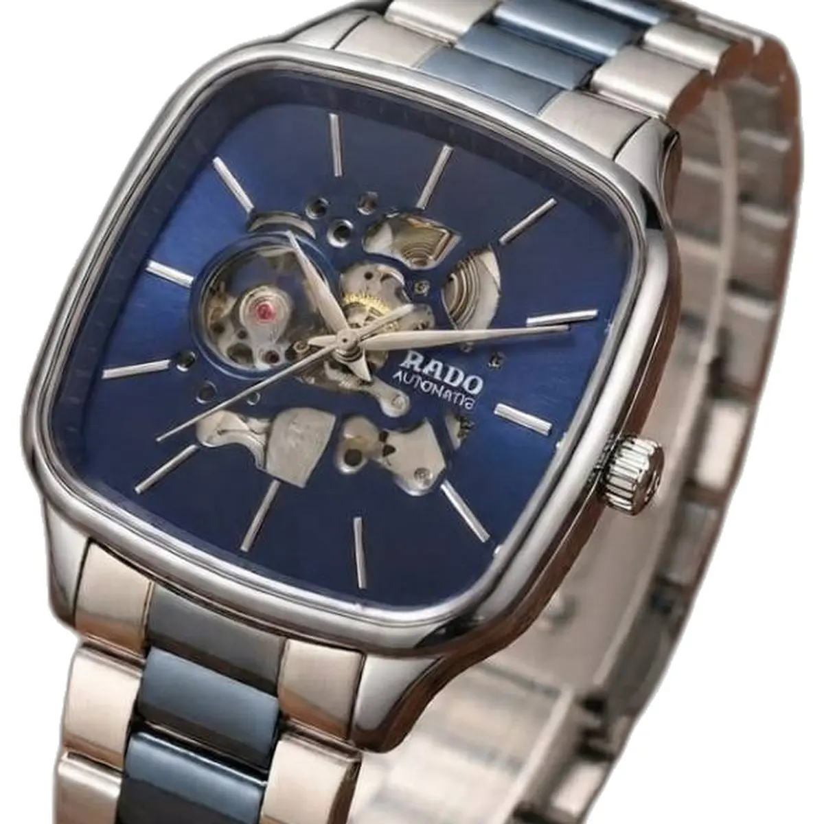 Rado Skeleton Luxury Edition Automatic 2 ton silver blue - dial close-up