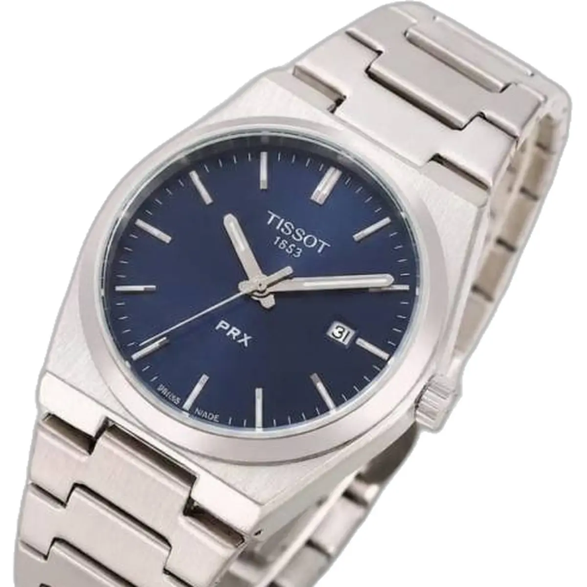 Tissot 1853 Prx Silver-Blue Plain - dial close-up