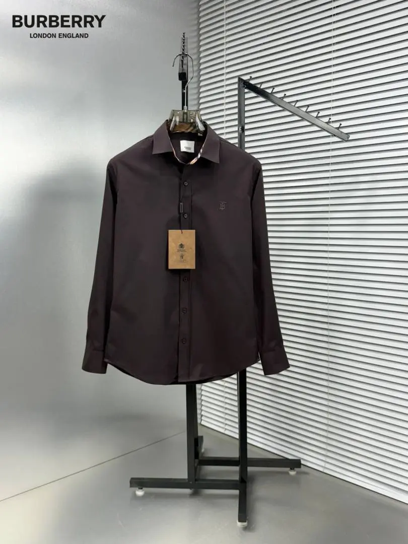 Burberry Chest Logo Full Sleeves Shirt Maroon