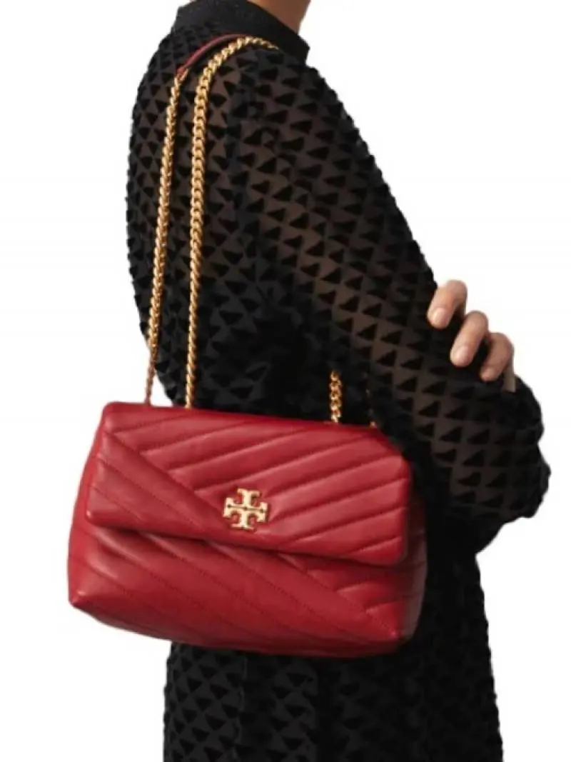Tory Burcch Red Kira Small Convertible Quilted Shoulder Bag With Double Box OG Packing - Image 4