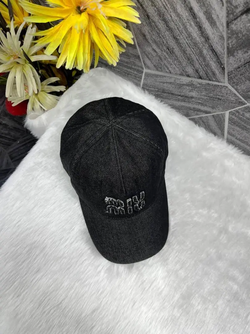 Miu Miu Black Denim Premium Unisex Cap With Safety Box - Image 3