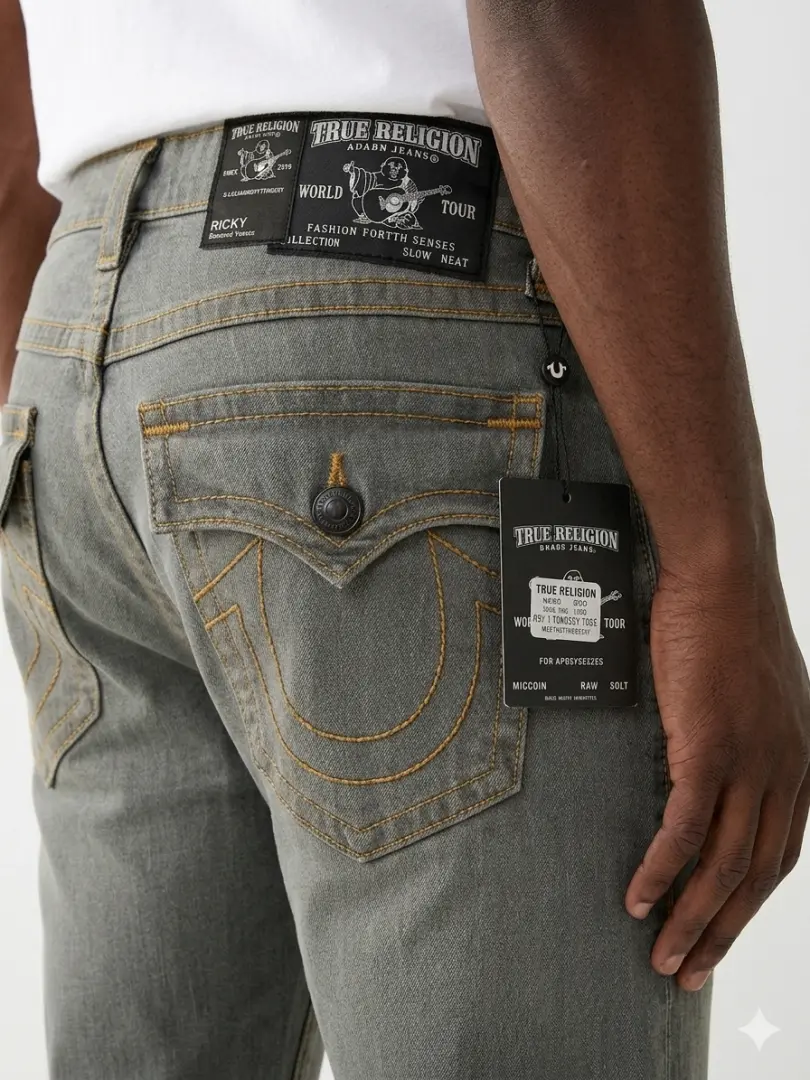 True Religion Green Straight fit Premium Imported Stretchable Lycra Fabric Denim with Back Pocket Embroidered Design 4170