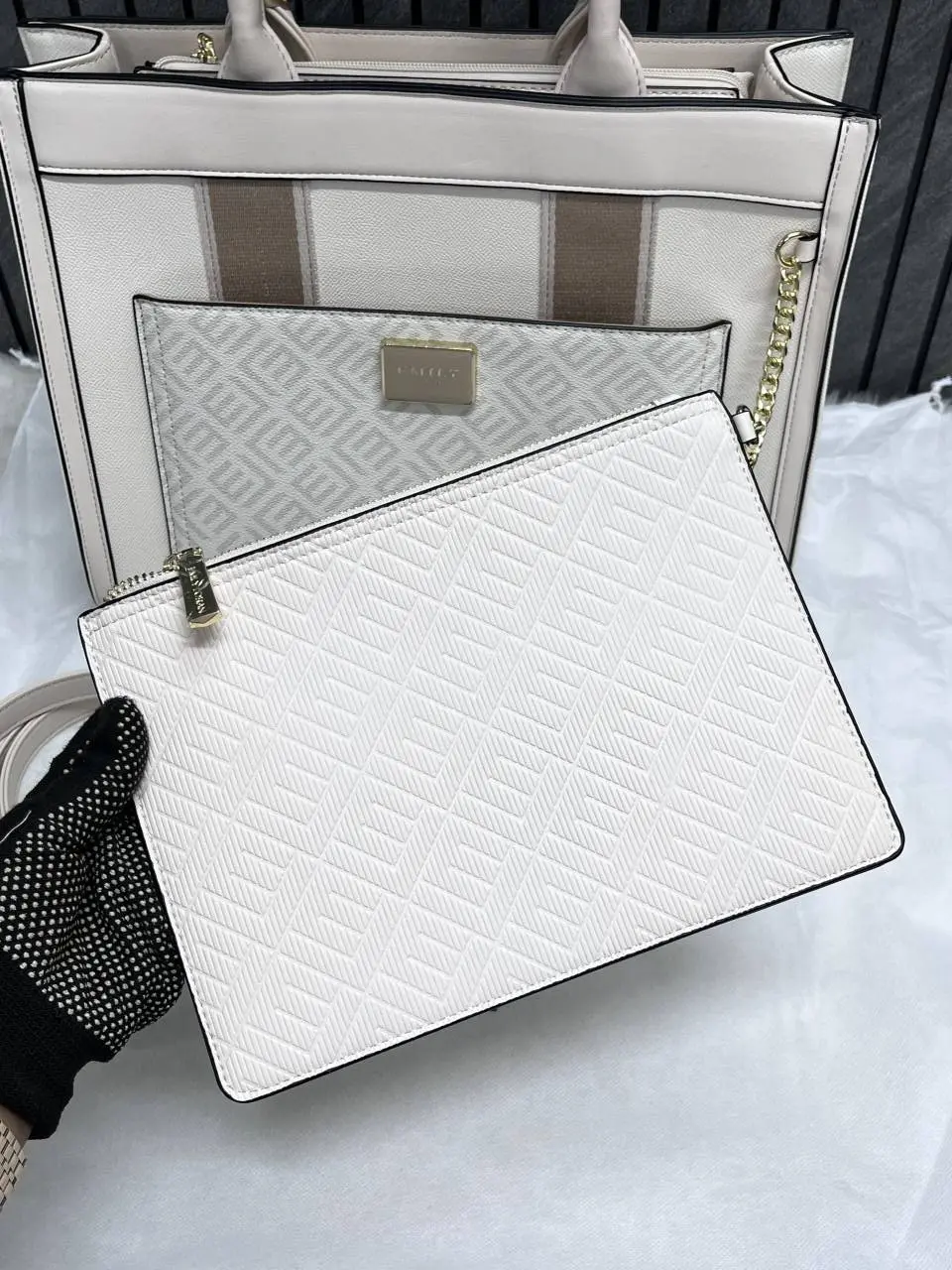 Emily Loran Beige Large Satchel Bag Highend Leather Handbag With Dust Cover Packaging - Image 7