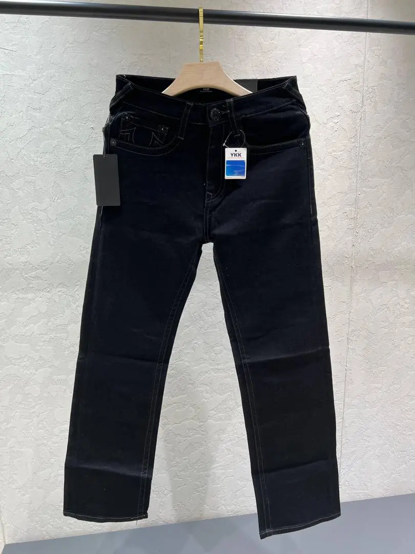 True Religion Black Shade Straight Fit Premium Imported Fabric Denim with Back pockets Embroidered work 4539-4596 - Image 2
