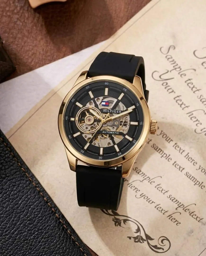 Tommy Hilfige r Automatic Silicon Black-Gold