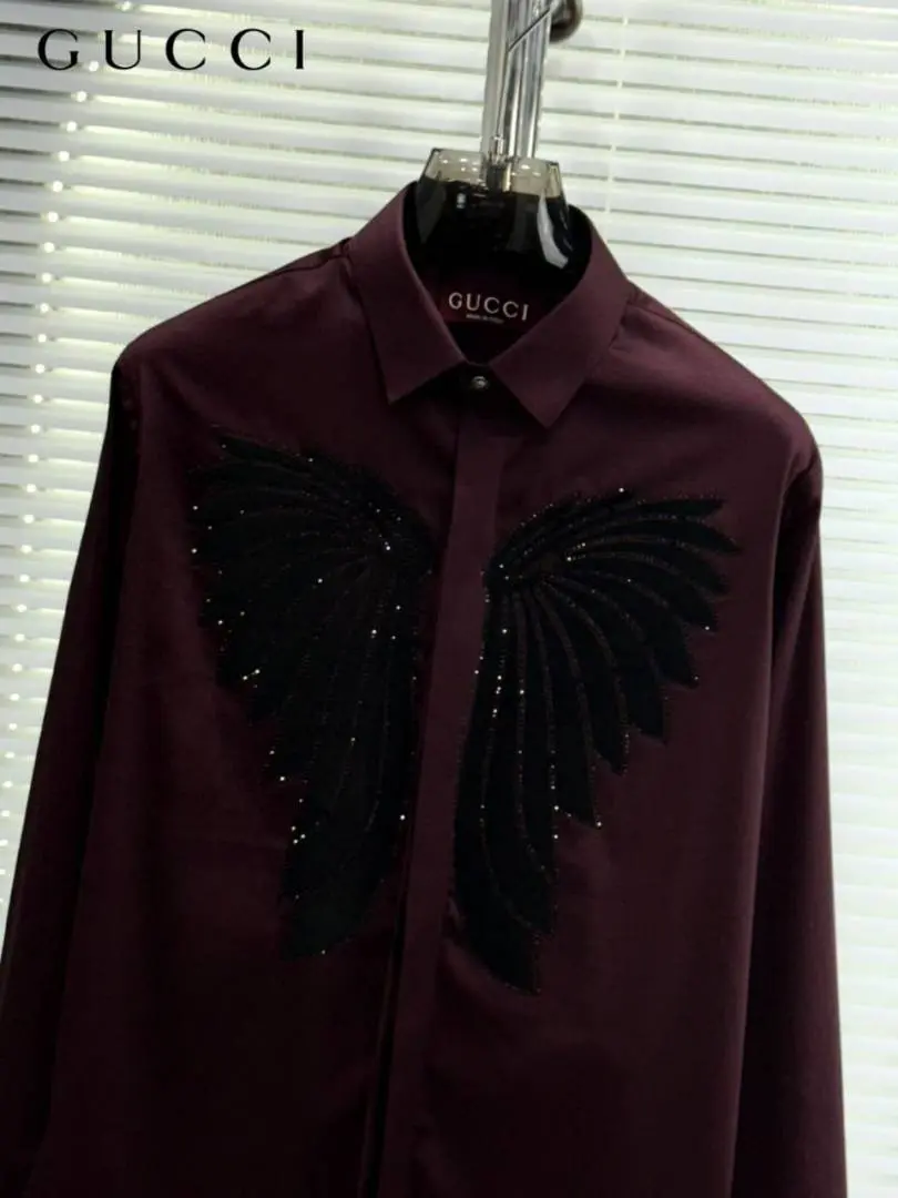 Gucci Premium Box Pack Full Sleeves Shirt Maroon - Image 2