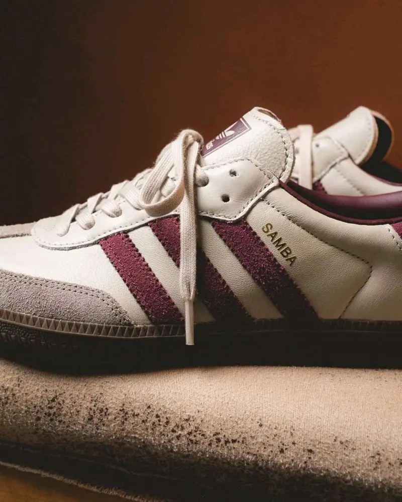 Adidas Samba OG Putty Grey Maroon Womens 1226 - Image 3