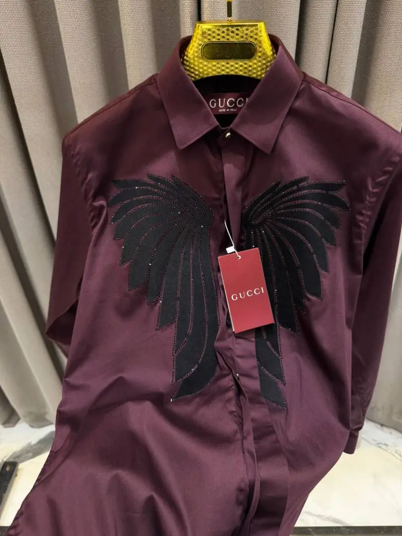 Gucci Premium Box Pack Full Sleeves Shirt Maroon - Image 4