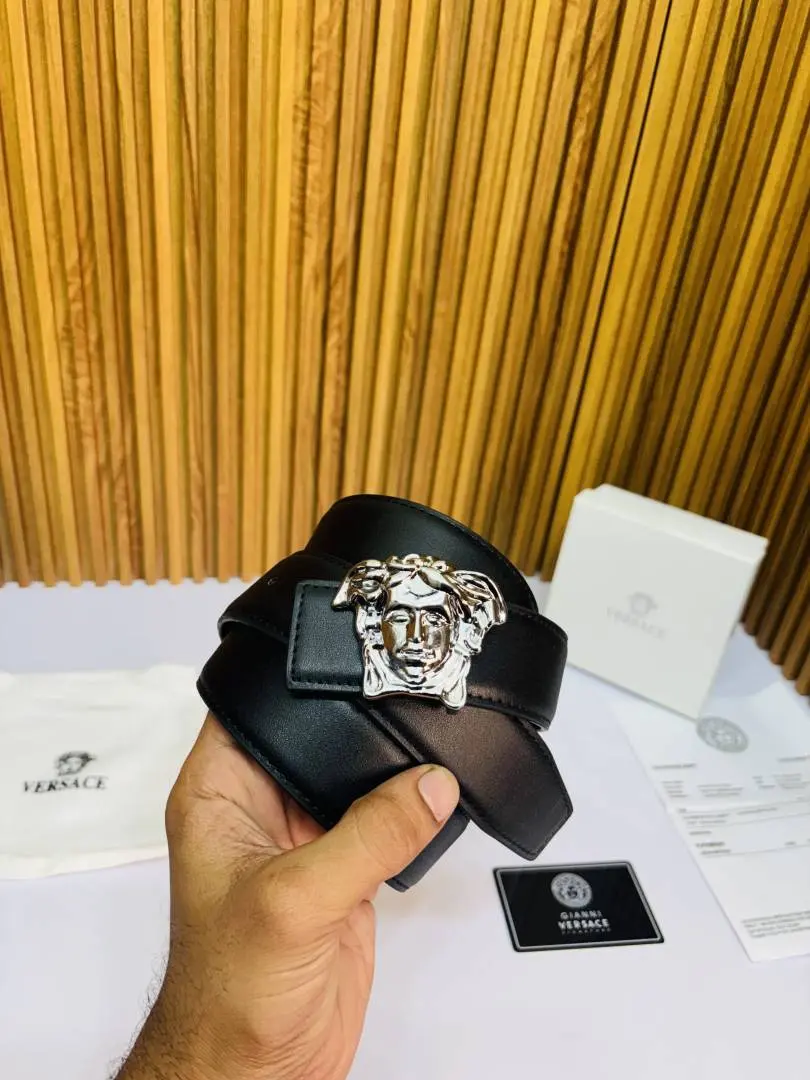 19 VERSACE SILVER BLACK PREMIUM QUALITY BELT