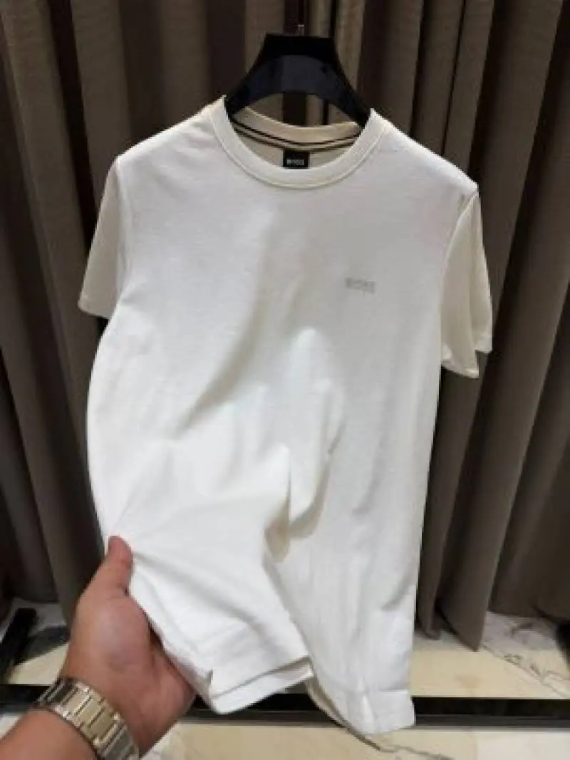 Boss Chest Logo Round Neck T-shirt White - Image 3