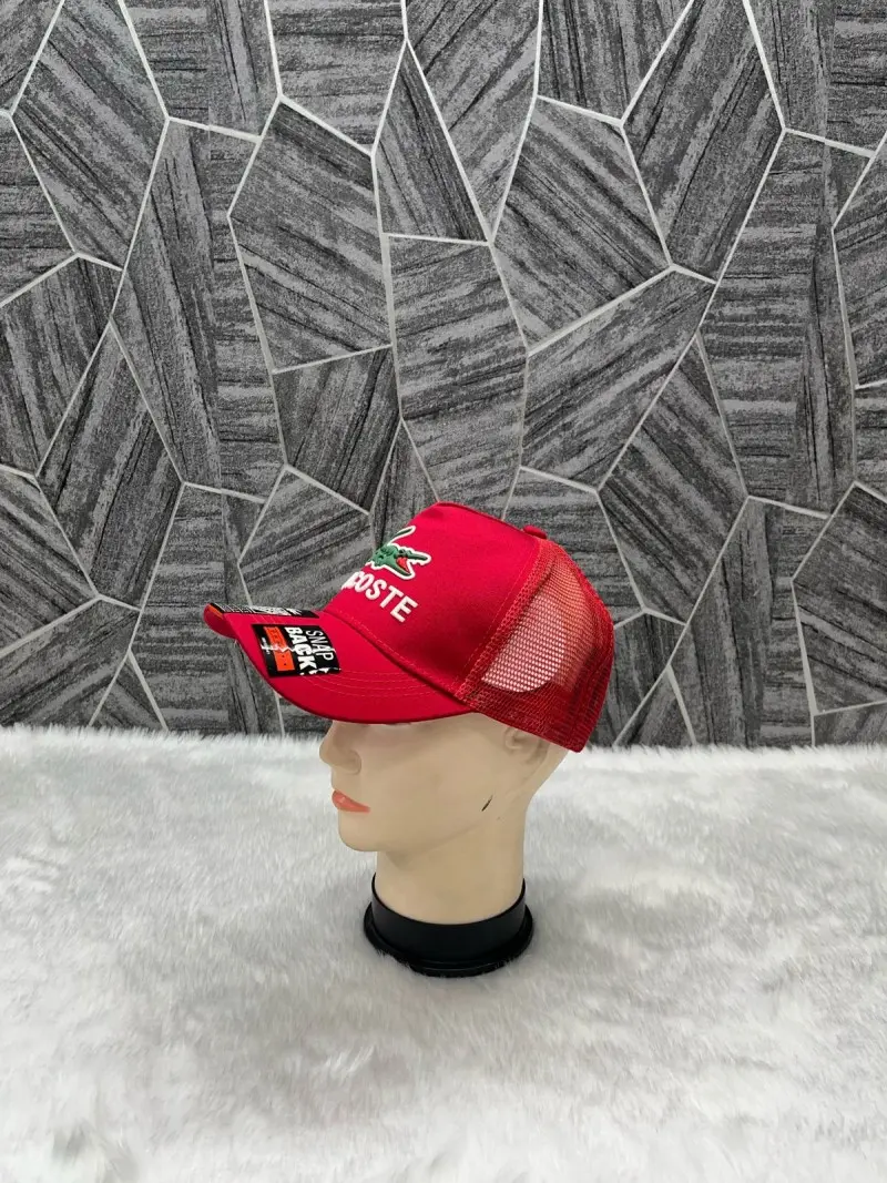 Lacoste Crocodile Front Logo Net Premium Unisex Cap With Safety Box (Red) - Image 2