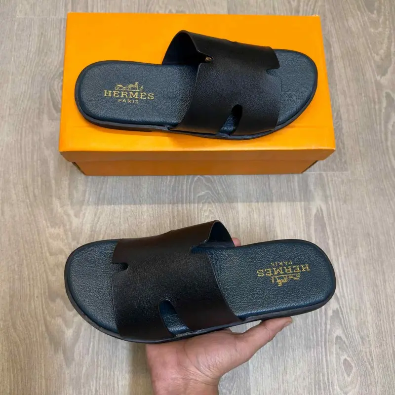 Hermes Izmir Premium Black Green Sandal