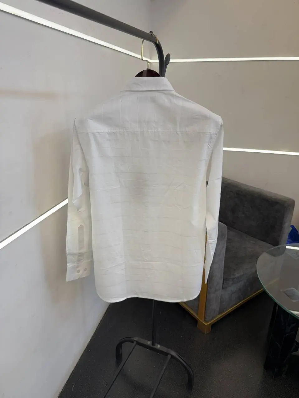 Loro piana horizontal strip imported turkish quality shirt white - Image 3