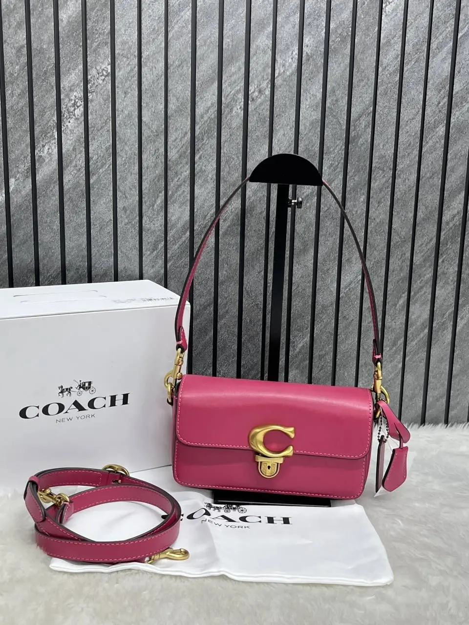 Coach Studio Baguette Hot-Pink Leather With OriginalBox DustCover Tags - Image 12