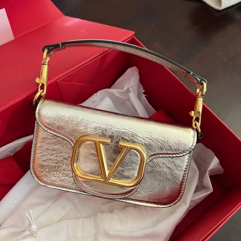 Valentino V Lock Silver Small Shoulder Bag With Original Box
