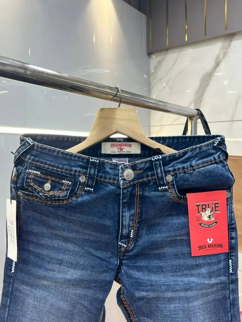 True Religio n Blue Shade Straight fit Premium Imported Stretchable Lycra Fabric Denim with Back Flap pocket Design 3690 - Image 4