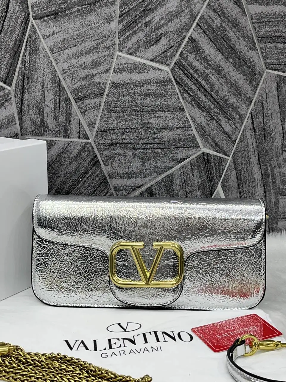 Valentino V Logo Long Shoulder Bag Clutch With Original Packing - Image 2