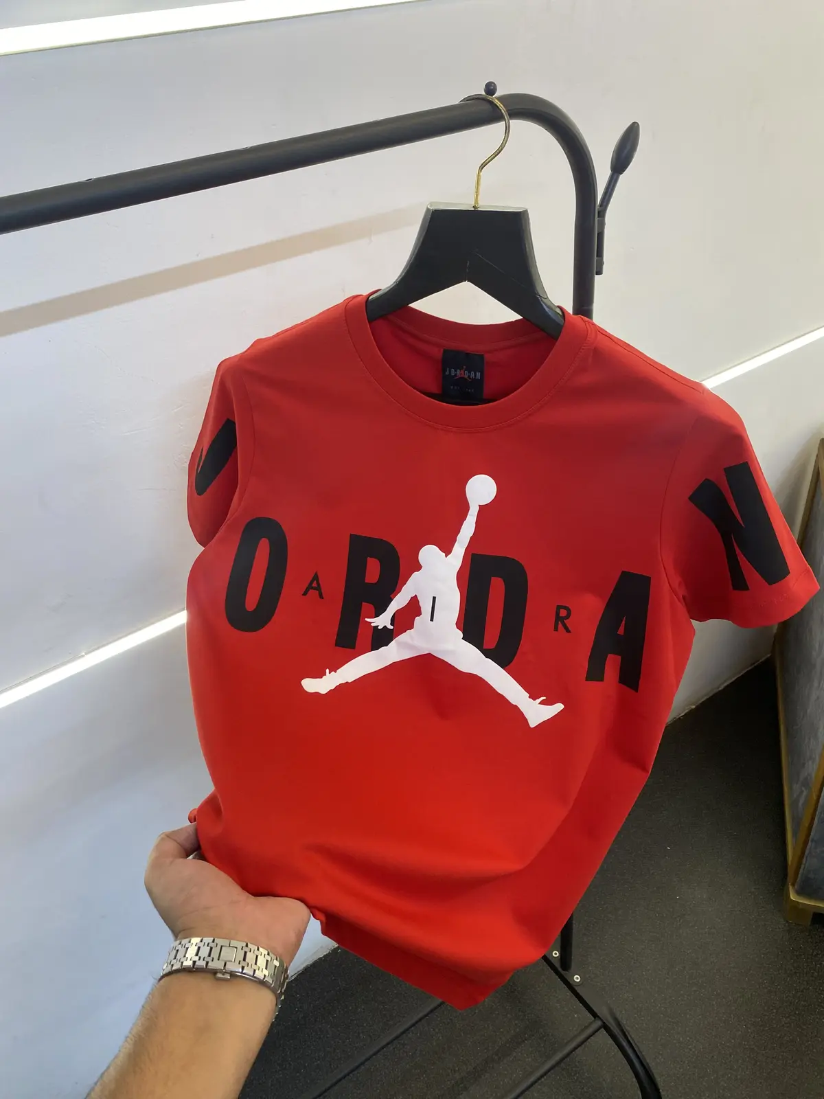 Air jordan full front print with logo imported round neck tshirt red - Image 2