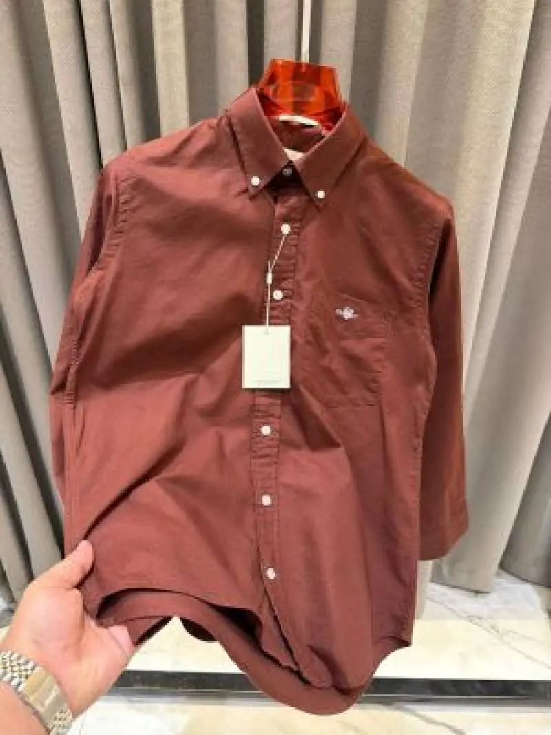 Gant Pocket Logo Full Sleeves Shirt Mud Brown - Image 2