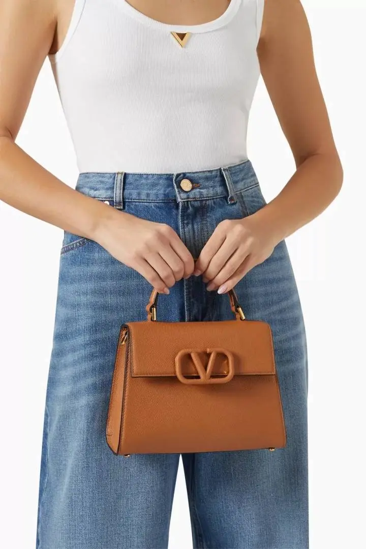 Valentynoo Tan-Brown VSling TopHandle ShoulderBag With DustCoverhut