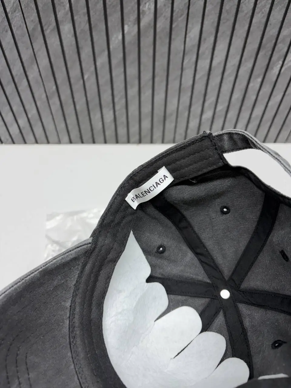 Balenciaga Denim Black Washed Premium Unisex Highend Cap With Original Zipper Polly Bag - Image 4