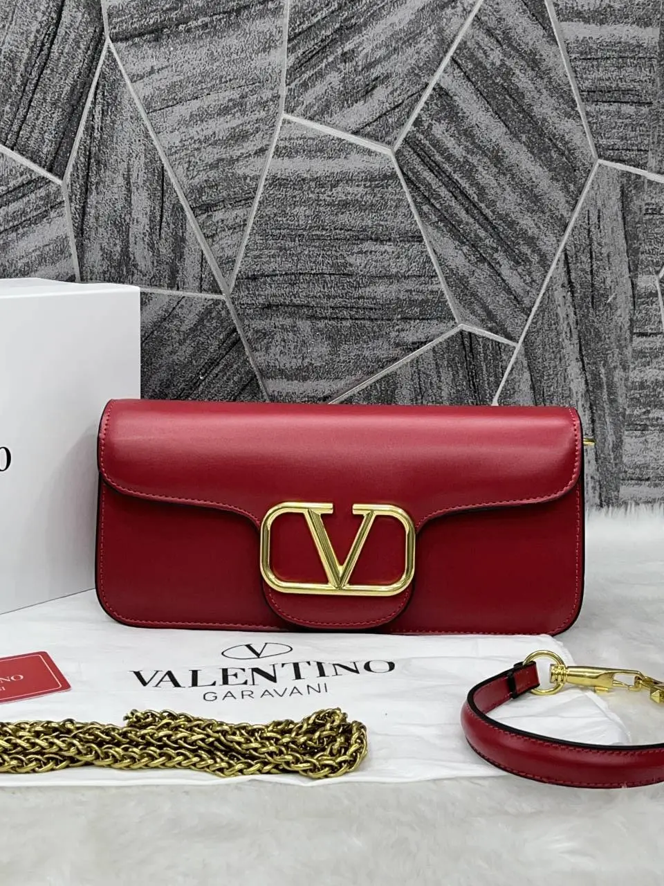 Valentino V Logo Long Shoulder Bag Clutch With Original Packing - Image 5