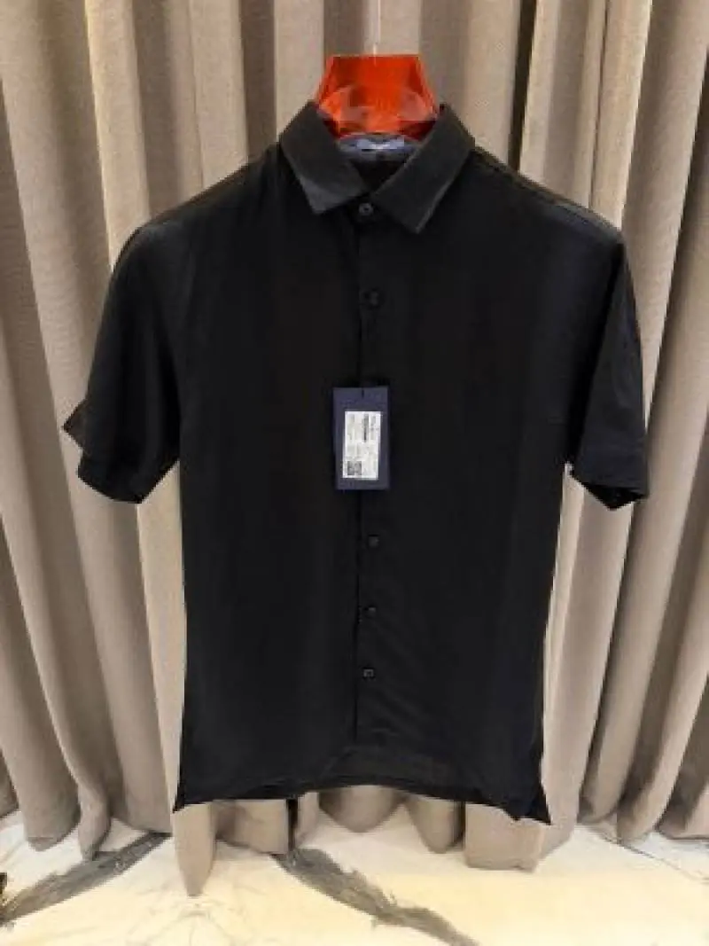 Hackett Chest Logo Half Linen Shirts Black - Image 3