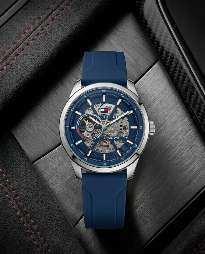 Tommy Hilfige r Automatic Silicon Black-Silver-Blue