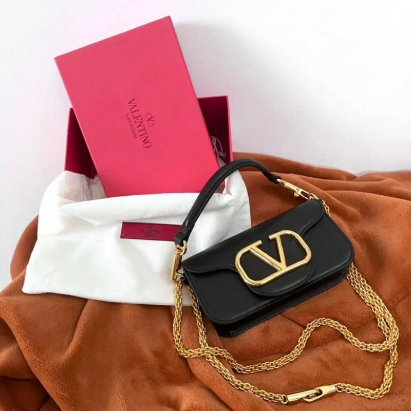 Valentino V Lock Black Small Shoulder Bag With Original Box - Image 9
