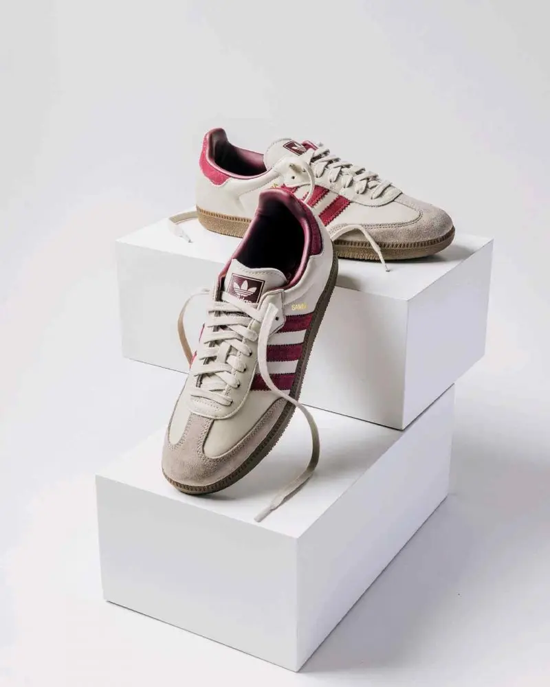 Adidas Samba OG Putty Grey Maroon Womens 1226 - Image 6