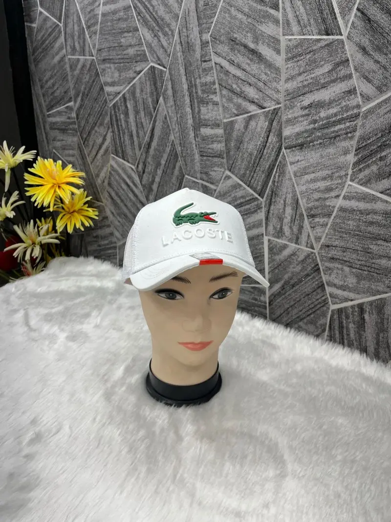 Lacoste Crocodile Front Logo Net Premium Unisex Cap With Safety Box (White) - Image 4