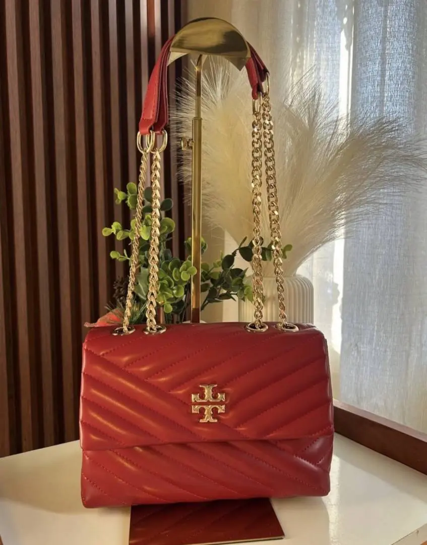 Tory Burcch Red Kira Small Convertible Quilted Shoulder Bag With Double Box OG Packing - Image 5