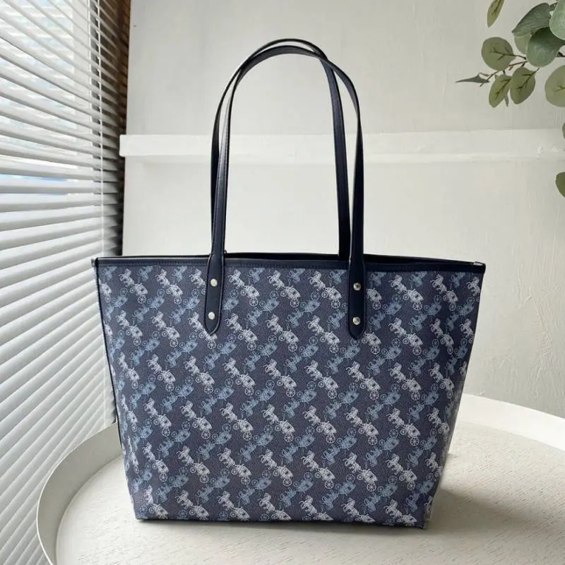 Coach Signature City Tote Bag With OG Box & Dust Bag (Printed Blue-845) - Image 3