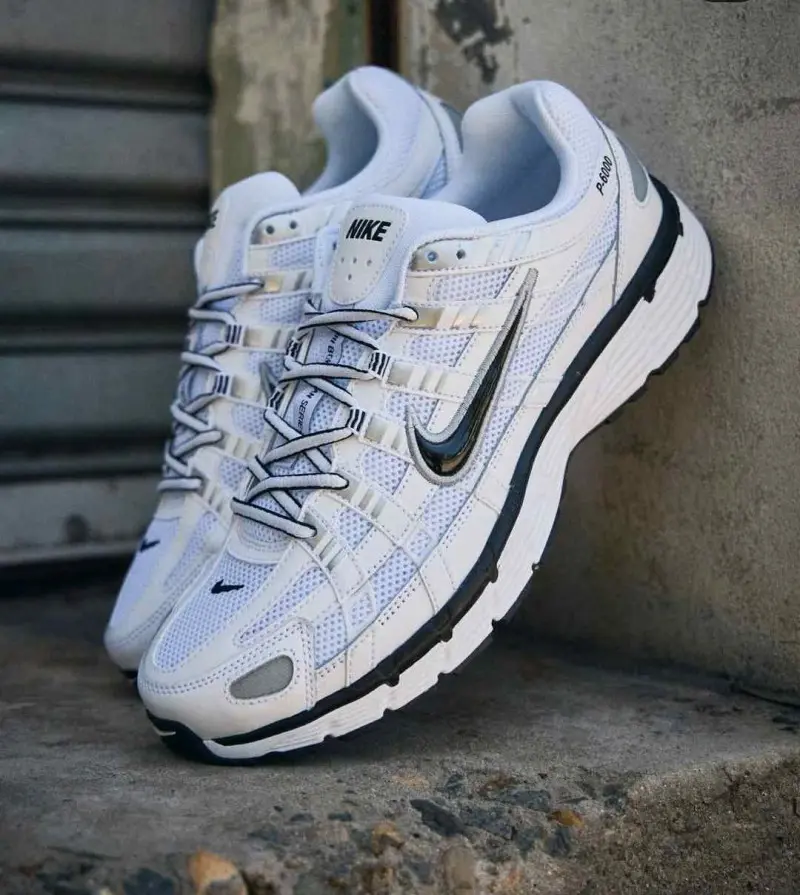 Nike P-6000 in White Black Metallic Silver