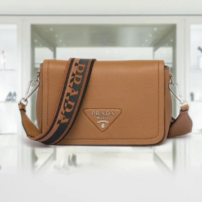 Prada Flou Shoulder Bag With OG Box & Dust Bag (Tan-779) - Image 4