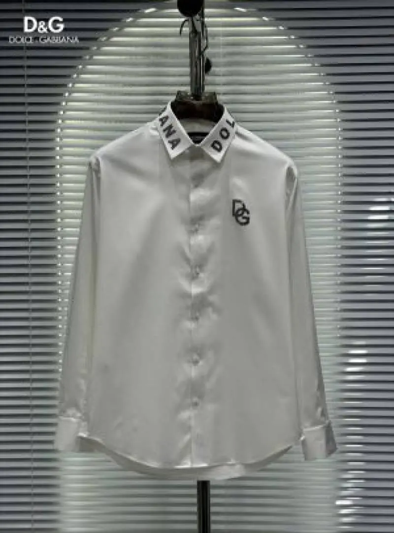 Dolce Gabana Chest Logo Diamond Studd Collar Full Sleeves Box Pack Shirts With