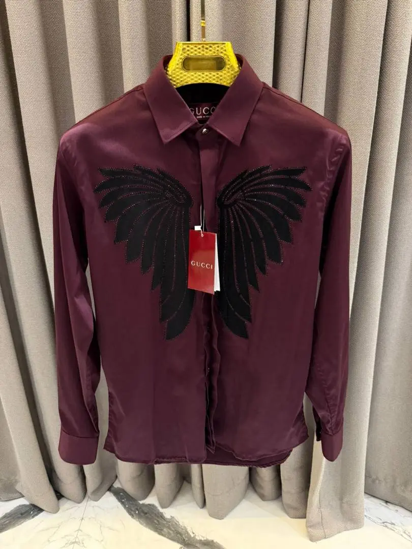 Gucci Premium Box Pack Full Sleeves Shirt Maroon - Image 3