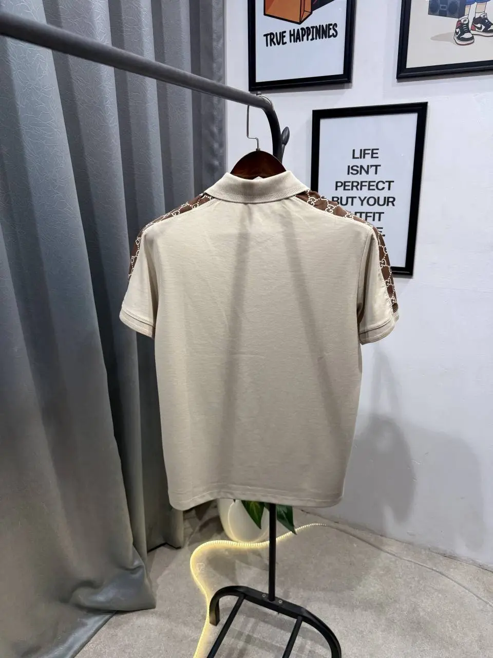 Gucci imported polo tshirt with brand shoulder strip and embroidery logo beingi - Image 4