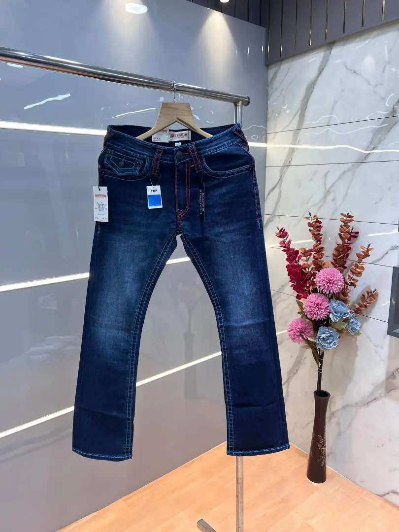 True Religio n Blue Shade Premium Imported Stretchable Lycra Fabric Boot Cut Denim with Embroidered Design 3142