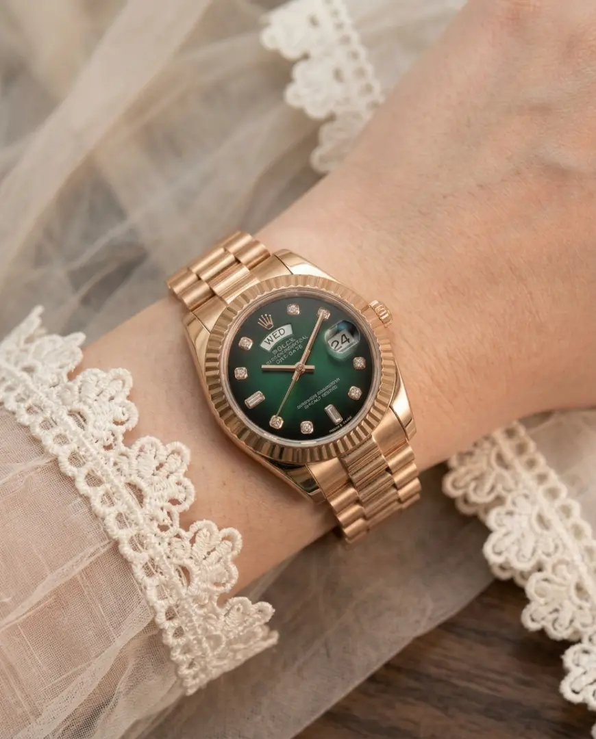 Rolex Oyster Perpetual Day Date Diamond Copper Green