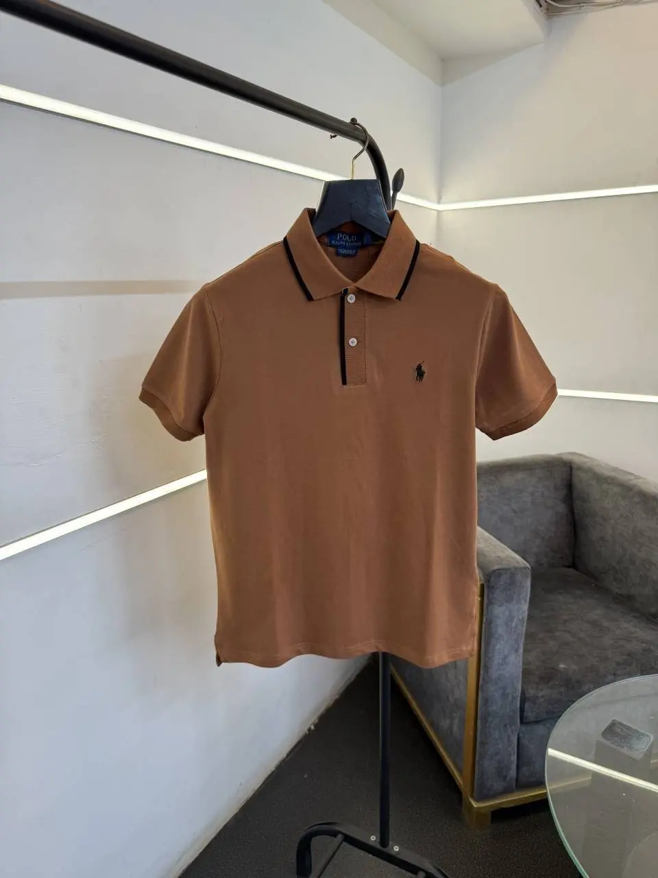 Ralph lauren imported embroidery logo polo tshirt light brown