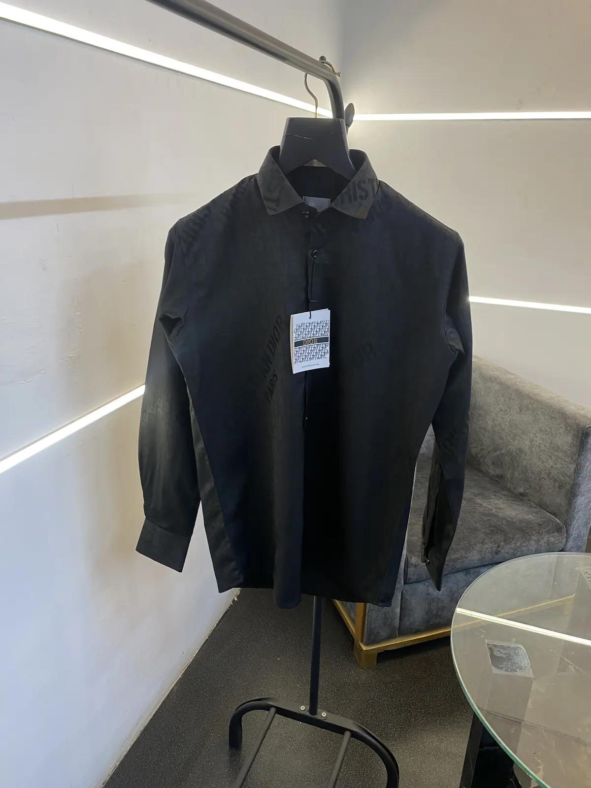 Christian diyor laser cut monogram print imported shirt with proper box packing black sale