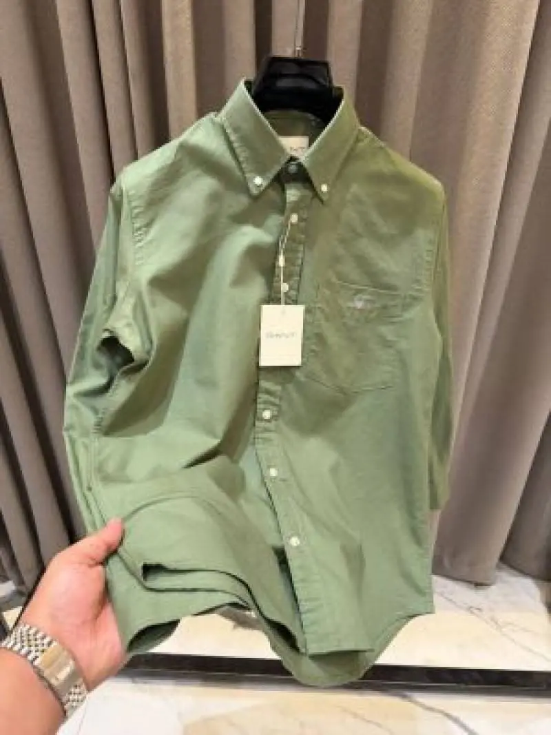 Gant Pocket Logo Full Sleeves Shirt Green - Image 2
