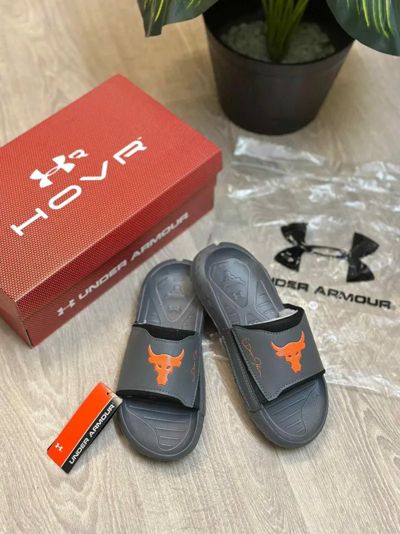 Under Armor Project Rock 3 Grey Orange Flip-Flop - Image 2