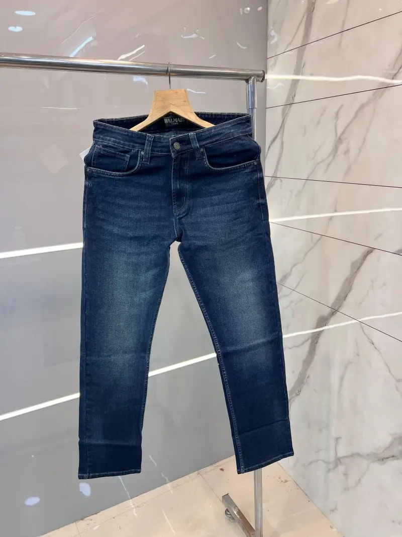 Balmain Premium Plain Straight Fit Denim Blue 857
