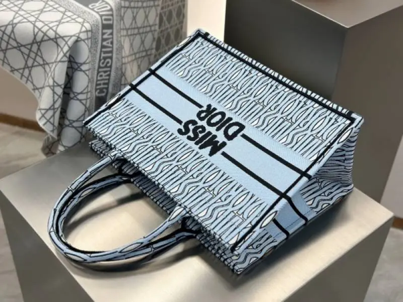 Miss Dioor Graffiti Book Large Tote With OG Box & Dust Bag & Scarf (Blue - 1032) - Image 3