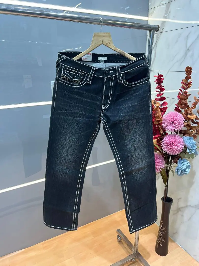 True Religion Straight fit Premium Imported Stretchable Lycra Fabric Denim with Back Pocket Embroidered Design 4176 - Image 5