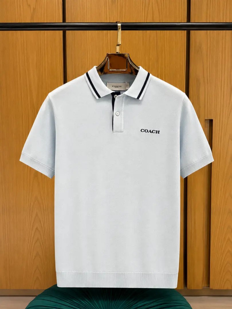 Coach IMPORTED STORE ARTICLE POLO T-SHIRT SKY BLUE